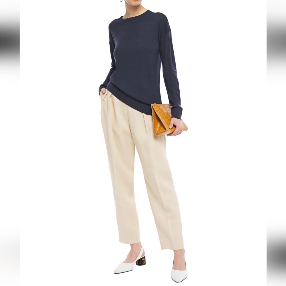 Theory Asymmetrical Wool Blend Sweater Navy Blue P - Picture 1 of 6